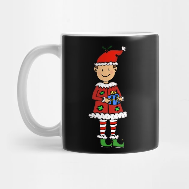 Merry Christmas Elf Santa With Gift by holidaystore